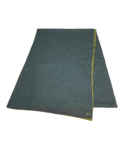 HERMES（エルメス）HERMES (エルメス) カシミアシルク総柄マフラー ストール グリーン 未使用品の古着・服飾アイテム