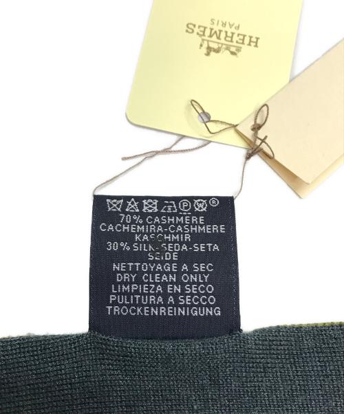 HERMES（エルメス）HERMES (エルメス) カシミアシルク総柄マフラー ストール グリーン 未使用品の古着・服飾アイテム