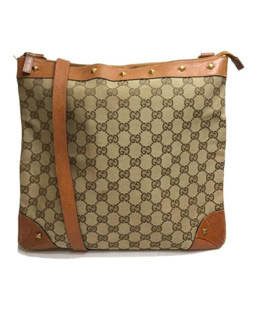 GUCCI（グッチ）GUCCI (グッチ) スタッズショルダーバッグ ブラウンの古着・服飾アイテム