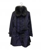 BURBERRY LONDONバーバリーロンドン）の古着「フォックスファー付き中綿コート」｜ネイビー