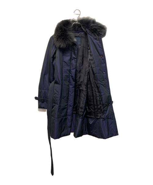 BURBERRY LONDON（バーバリーロンドン）BURBERRY LONDON (バーバリーロンドン) フォックスファー付き中綿コート ネイビー サイズ:SIZE 40の古着・服飾アイテム