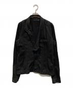 JULIUSユリウス）の古着「ダメージドコーティングデニムライダースジャケット」｜ブラック