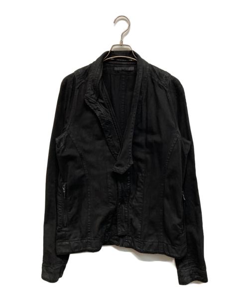 JULIUS（ユリウス）JULIUS (ユリウス) ダメージドコーティングデニムライダースジャケット ブラック サイズ:SIZE 2の古着・服飾アイテム