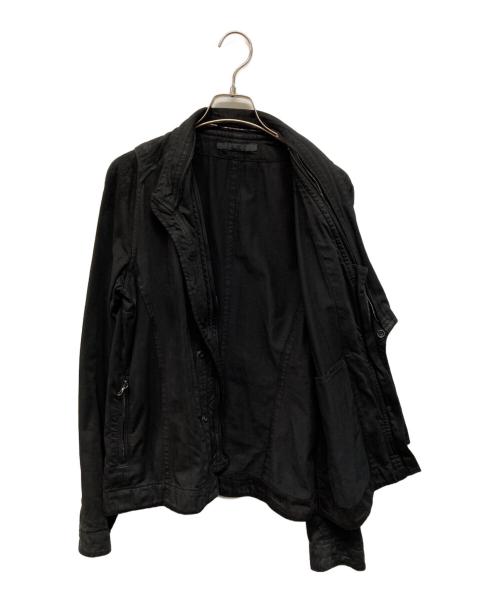 JULIUS（ユリウス）JULIUS (ユリウス) ダメージドコーティングデニムライダースジャケット ブラック サイズ:SIZE 2の古着・服飾アイテム