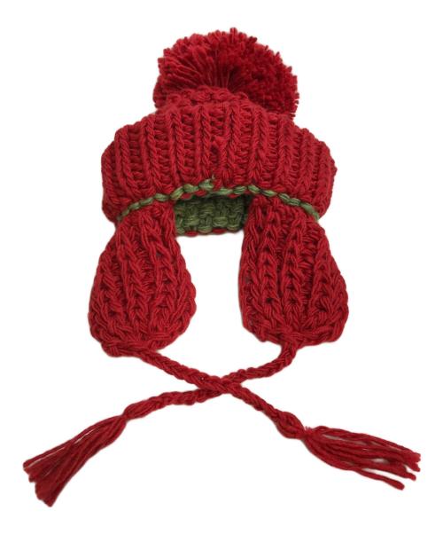 CA4LA（カシラ）CA4LA (カシラ) HAND KNITTED EARFLAP WATCH （ハンド・ニッテッド・イヤーフラップ・ワッチ）ニット帽 レッド 未使用品の古着・服飾アイテム
