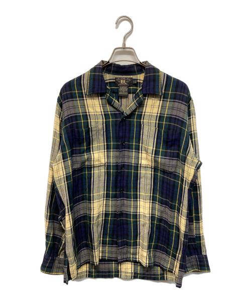 RRL（ダブルアールエル）RRL (ダブルアールエル) 開襟タータンチェックシャツ ネイビー×ベージュ サイズ:Sの古着・服飾アイテム