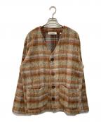 OUR LEGACYアワーレガシー）の古着「AMENT CHECK MOHAIR CARDIGAN【アメント チェック モヘア カーディガン】」｜ブラウン