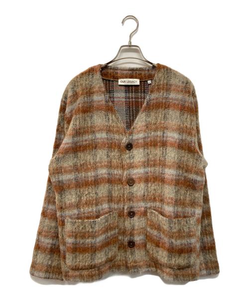 OUR LEGACY（アワーレガシー）OUR LEGACY (アワーレガシー) AMENT CHECK MOHAIR CARDIGAN【アメント チェック モヘア カーディガン】 ブラウン サイズ:SIZE 46の古着・服飾アイテム
