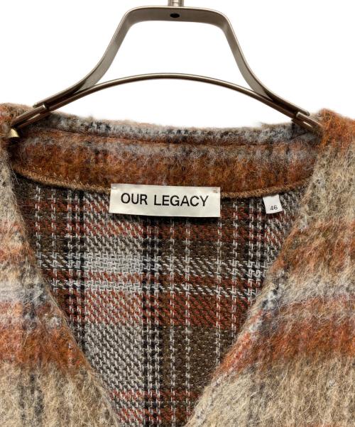 OUR LEGACY（アワーレガシー）OUR LEGACY (アワーレガシー) AMENT CHECK MOHAIR CARDIGAN【アメント チェック モヘア カーディガン】 ブラウン サイズ:SIZE 46の古着・服飾アイテム