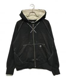 FAF Fake As Flowers（エフエーエフ(フェイクアズフラワーズ)）の古着「AGED ZIP UP HOODIE（エイジド　ジップアップフーディー）」｜ブラック