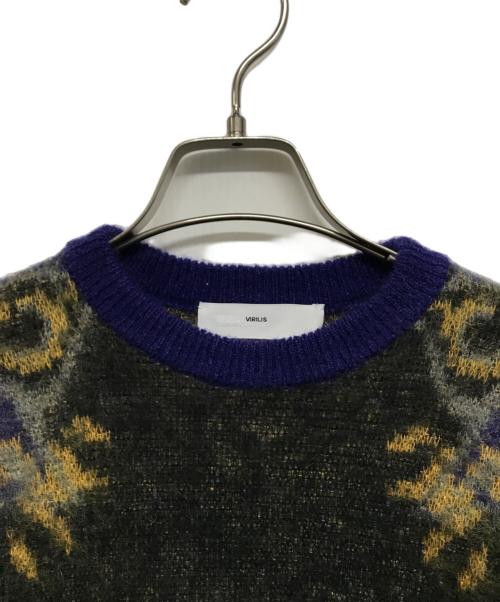 TOGA VIRILIS（トーガ ビリリース）TOGA VIRILIS (トーガ ビリリース) Mohair jacquard knit（モヘア ジャカード ニット） ネイビー×ブラック サイズ:Mの古着・服飾アイテム