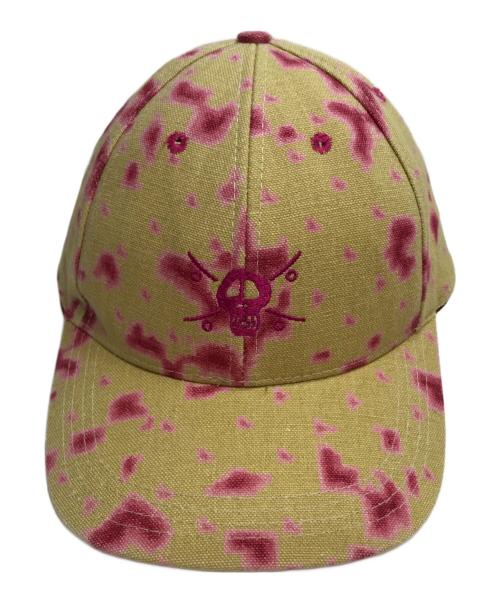 stussy（ステューシー）stussy (ステューシー) 90’Ｓスカル刺繍キャップ ベージュ×ピンクの古着・服飾アイテム