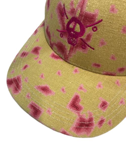 stussy（ステューシー）stussy (ステューシー) 90’Ｓスカル刺繍キャップ ベージュ×ピンクの古着・服飾アイテム