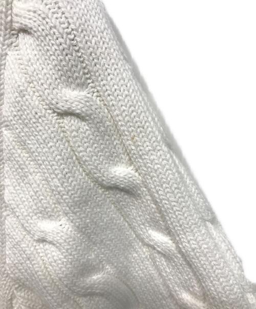 POLO RALPH LAUREN（ポロ・ラルフローレン）POLO RALPH LAUREN (ポロ・ラルフローレン) ケーブルニット半袖ニット ホワイト×ネイビー サイズ:Sの古着・服飾アイテム