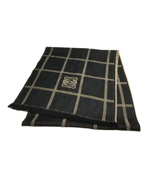 LOEWE（ロエベ）LOEWE (ロエベ) アナグラム ウールストール ベージュ×ブラックの古着・服飾アイテム