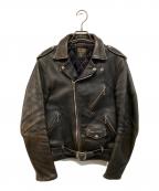 FINE CREEK LEATHERSファインクリークレザーズ）の古着「レオンカスタム レザーライダースジャケット」｜ブラウン