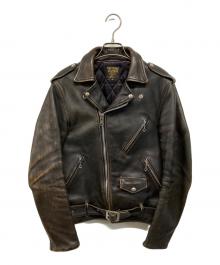 FINE CREEK LEATHERS（ファインクリークレザーズ）の古着「レオンカスタム レザーライダースジャケット」｜ブラウン