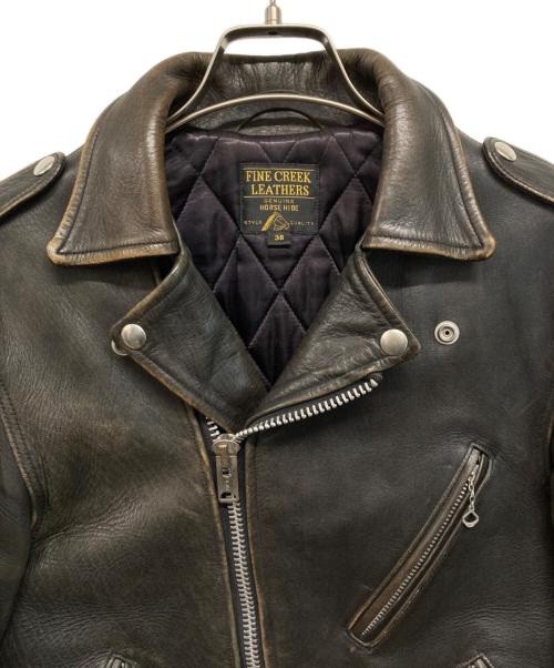 FINE CREEK LEATHERS（ファインクリークレザーズ）FINE CREEK LEATHERS (ファインクリークレザーズ) レオンカスタム レザーライダースジャケット ブラウン サイズ:SIZE 38の古着・服飾アイテム