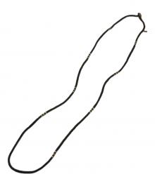 M.Cohen（エム・コーエン）の古着「レザー×ボタンネックレス」｜ブラック×ゴールド