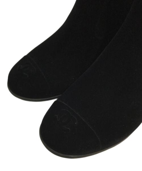 CHANEL（シャネル）CHANEL (シャネル) ココマーク カメリア ベル ベットレインブーツ ブラック サイズ:SIZE 35の古着・服飾アイテム
