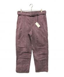 AURALEE（オーラリー）の古着「WASHED ORGANIC CANVAS BELTED PANTS(ウォッシュド・オーガニック・キャンバス・ベルテッド・パンツ)」｜パープル