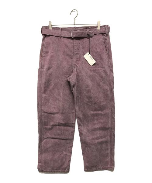 AURALEE（オーラリー）AURALEE (オーラリー) WASHED ORGANIC CANVAS BELTED PANTS(ウォッシュド・オーガニック・キャンバス・ベルテッド・パンツ) パープル サイズ:3の古着・服飾アイテム