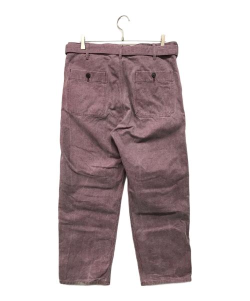 AURALEE（オーラリー）AURALEE (オーラリー) WASHED ORGANIC CANVAS BELTED PANTS(ウォッシュド・オーガニック・キャンバス・ベルテッド・パンツ) パープル サイズ:3の古着・服飾アイテム