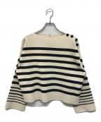 MACPHEEマカフィー）の古着「パネルボーダー ボートネックプルオーバー」｜ベージュ×ブラック