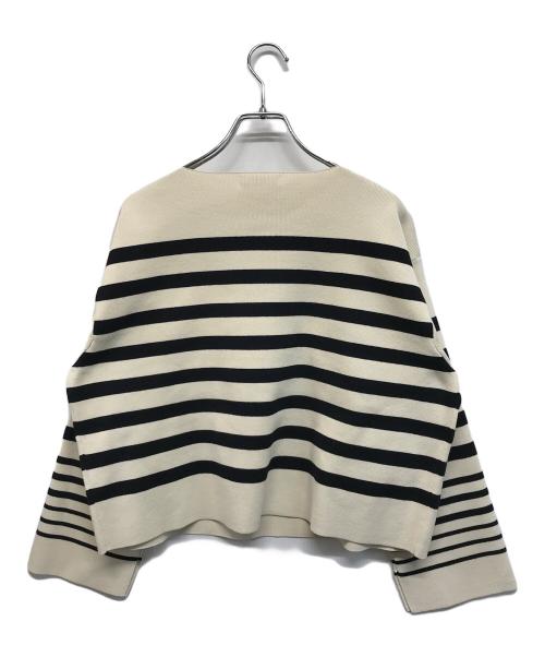 MACPHEE（マカフィー）MACPHEE (マカフィー) パネルボーダー ボートネックプルオーバー ベージュ×ブラック サイズ:Sの古着・服飾アイテム