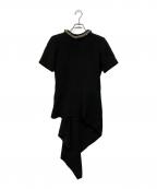 CELINEセリーヌ）の古着「アシメデザインビジューネックブラウス」｜ブラック