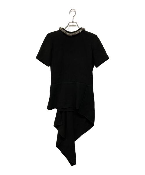 CELINE（セリーヌ）CELINE (セリーヌ) アシメデザインビジューネックブラウス ブラック サイズ:SIZE 36の古着・服飾アイテム