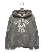 stussyステューシー）の古着「ロゴ刺繍パーカー」｜グレー