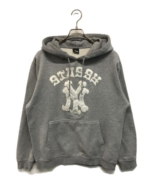 stussy（ステューシー）stussy (ステューシー) ロゴ刺繍パーカー グレー サイズ:Mの古着・服飾アイテム