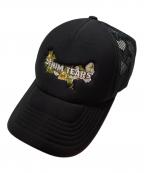 Denim Tearsデニムティアーズ）の古着「レザーバックル刺繍キャップ」｜ブラック