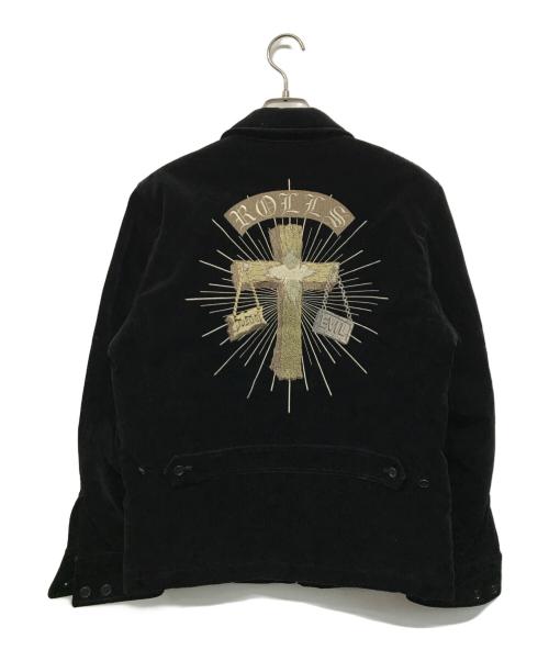 ROLL（ロール）ROLL (ロール) ベルベット中綿ジャケット ブラック サイズ:Lの古着・服飾アイテム