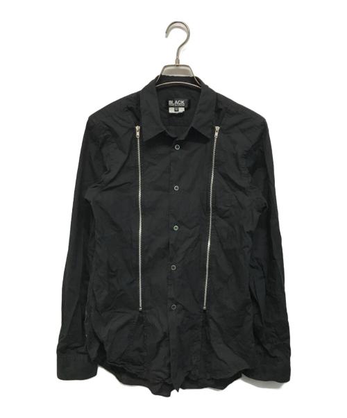 BLACK COMME des GARCONS（ブラックコムデギャルソン）BLACK COMME des GARCONS (ブラックコムデギャルソン) フロントジップデザインシャツ ブラック サイズ:Lの古着・服飾アイテム