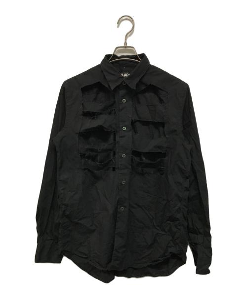 BLACK COMME des GARCONS（ブラックコムデギャルソン）BLACK COMME des GARCONS (ブラックコムデギャルソン) デストロイ加工シャツ ブラック サイズ:Lの古着・服飾アイテム