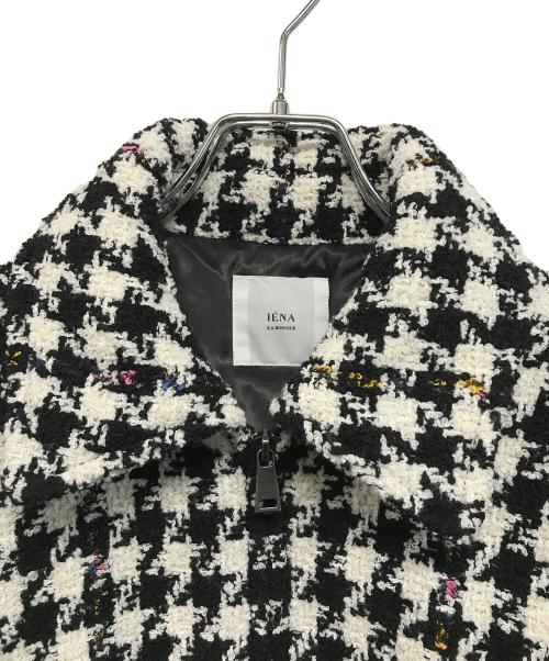 IENA LA BOUCLE（イエナ ラ ブークル）IENA LA BOUCLE (イエナ ラ ブークル) ハウンドトゥースツィードブルゾン ホワイト×ブラック サイズ:不明の古着・服飾アイテム