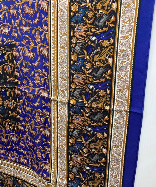 HERMES（エルメス）HERMES (エルメス) シルクスカーフ ネイビー×ブラウンの古着・服飾アイテム