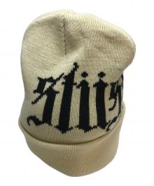 stussy（ステューシー）の古着「CUFF BEANIE OLD ENGLISH Stone(カフ ビーニー オールド イングリッシュ ストーン)ビーニー」｜アイボリー