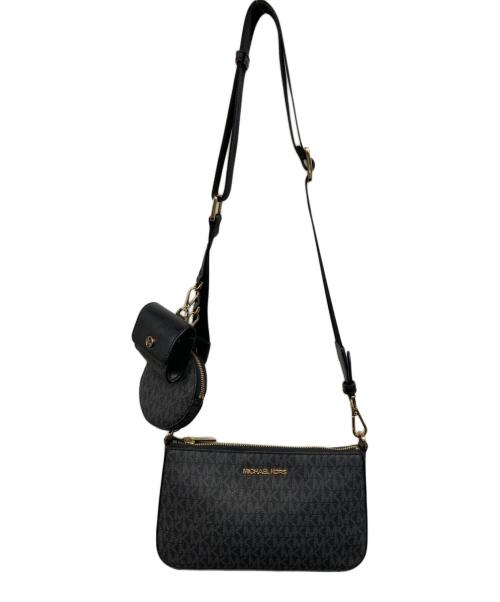 MICHAEL KORS（マイケル・コース）MICHAEL KORS (マイケル・コース) PVC レザー モノグラム 2way マルチポーチ2点付き スモール クロスボディ グレー×ブラックの古着・服飾アイテム