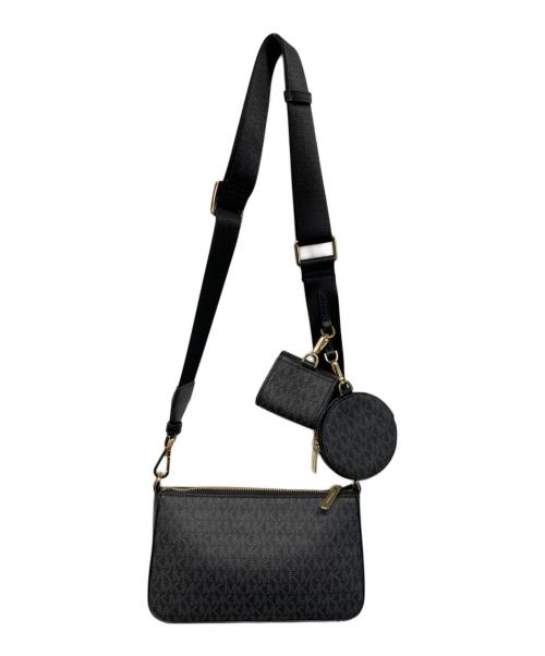 MICHAEL KORS（マイケル・コース）MICHAEL KORS (マイケル・コース) PVC レザー モノグラム 2way マルチポーチ2点付き スモール クロスボディ グレー×ブラックの古着・服飾アイテム