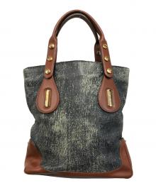 GIANNI VERSACE（ジャンニ・ヴェルサーチ）の古着「トートバッグ」｜ネイビー×ブラウン