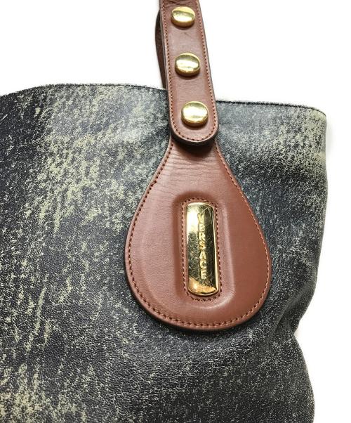 GIANNI VERSACE（ジャンニ・ヴェルサーチ）GIANNI VERSACE (ジャンニ・ヴェルサーチ) トートバッグ ネイビー×ブラウンの古着・服飾アイテム