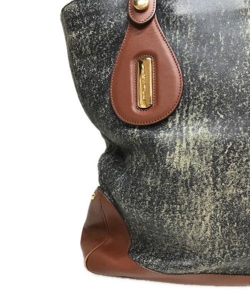 GIANNI VERSACE（ジャンニ・ヴェルサーチ）GIANNI VERSACE (ジャンニ・ヴェルサーチ) トートバッグ ネイビー×ブラウンの古着・服飾アイテム