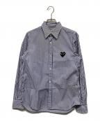 PLAY COMME des GARCONSプレイコムデギャルソン）の古着「ストライプフロントパッチシャツ」｜ブルー