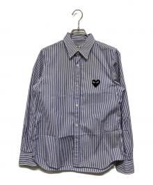 PLAY COMME des GARCONS（プレイコムデギャルソン）の古着「ストライプフロントパッチシャツ」｜ブルー