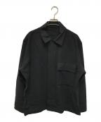 MARGARET HOWELLマーガレットハウエル）の古着「WOOL CASHMERE FLANNEL(ウール カシミヤ フランネル) ジャケット 日本製」｜ブラック