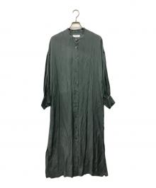 SACRA（サクラ）の古着「TRIACE VINTAGE TWILL OP ギャザースリーブワンピース」｜グリーン
