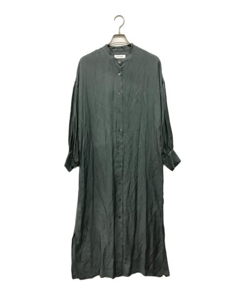 SACRA（サクラ）SACRA (サクラ) TRIACE VINTAGE TWILL OP ギャザースリーブワンピース グリーン サイズ:38の古着・服飾アイテム